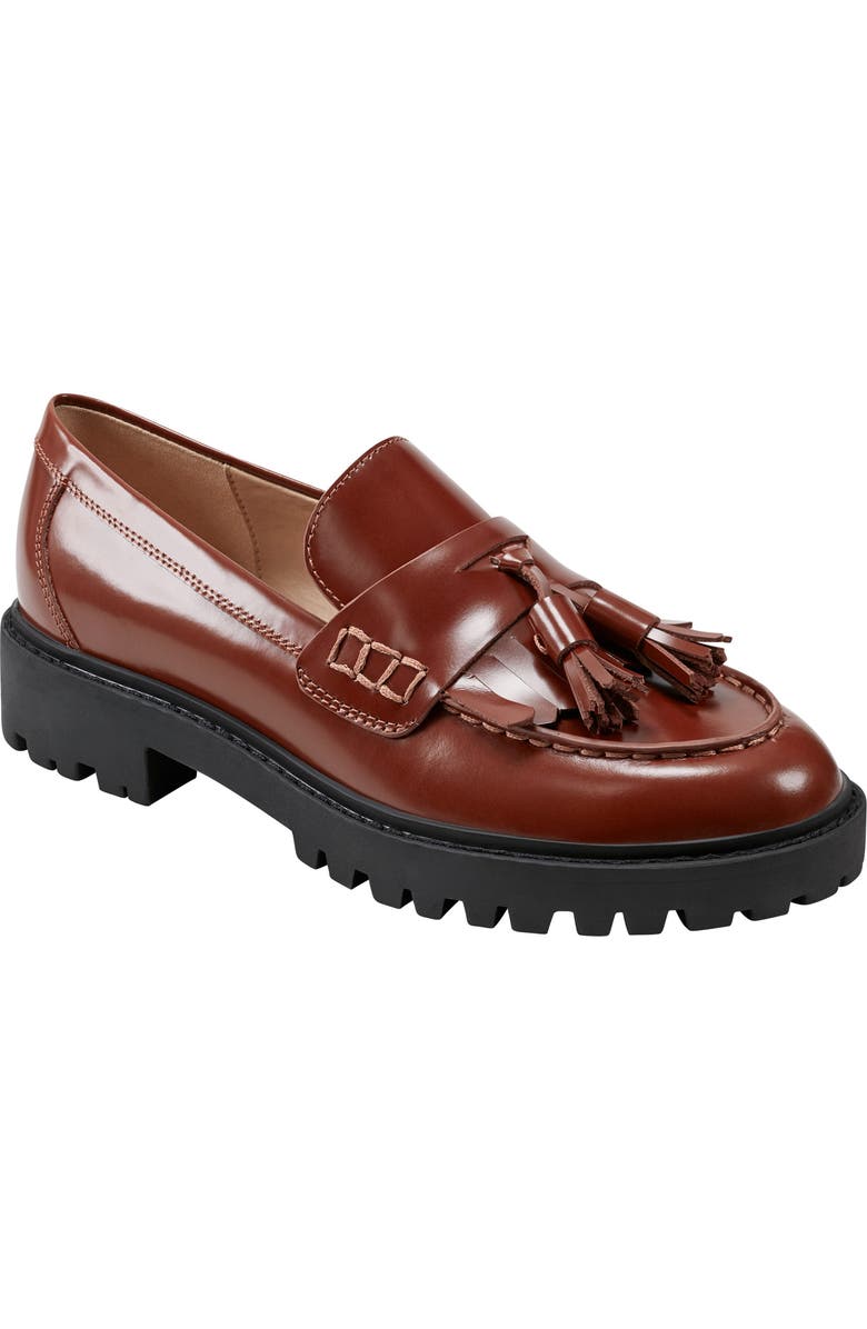 Marc Fisher LTD Ozzie Kiltie Lug Loafer, Main, color, Medium Brown