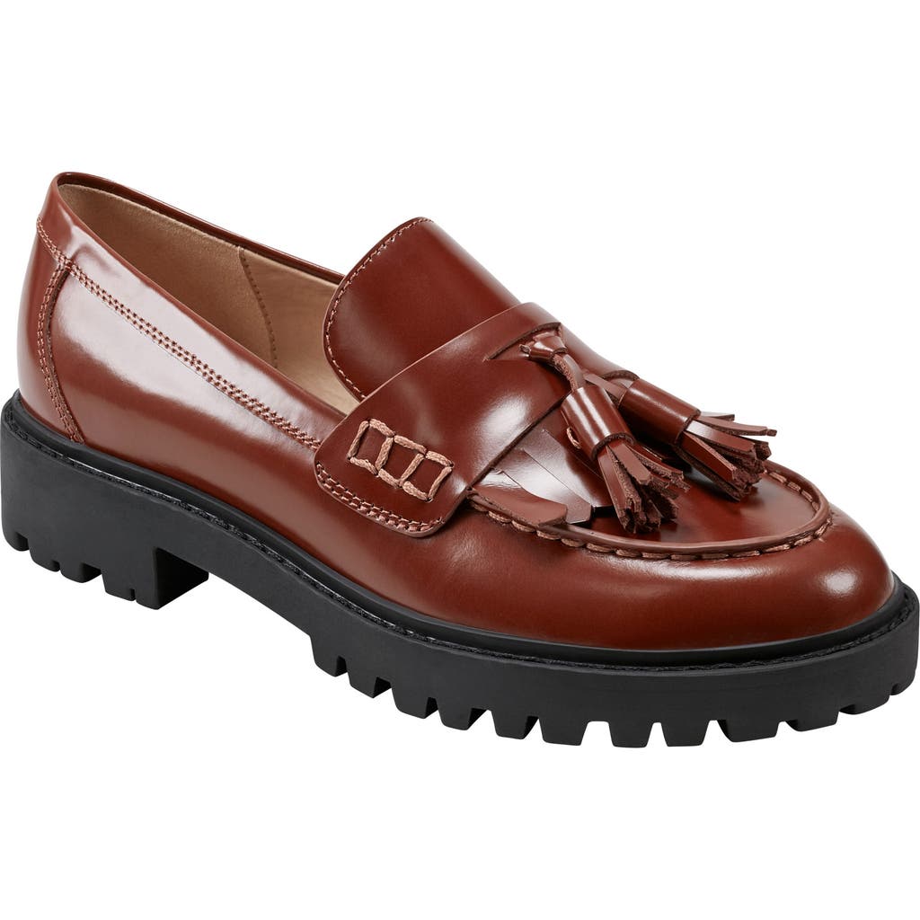 Marc Fisher Ltd Women's Ozzie Slip-on Lug-sole Casual Loafers In Medium Brown