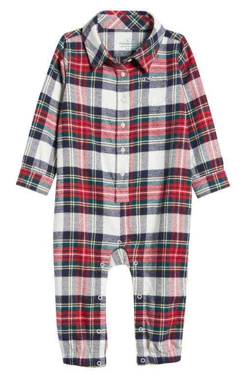 vineyard vines Plaid Cotton Flannel Romper in Marshmallow 