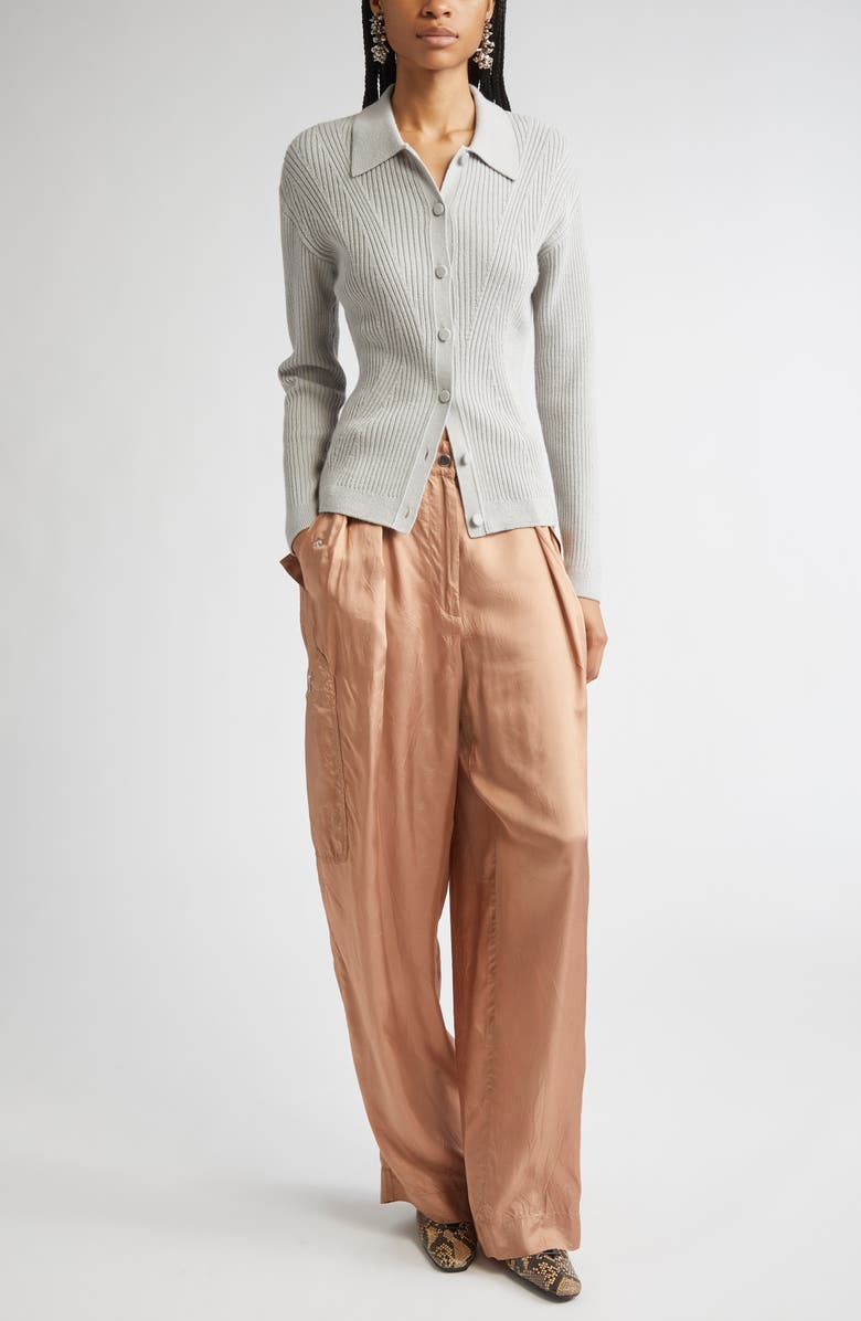 Dries Van Noten Loose Fit Satin Cargo Pants, Alternate, color, 
