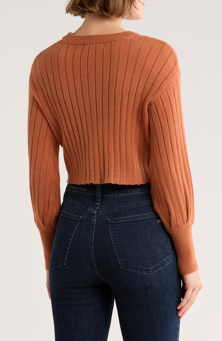 Vigoss Mossy Ribbed Crop Sweater, Alternate, color, Amber