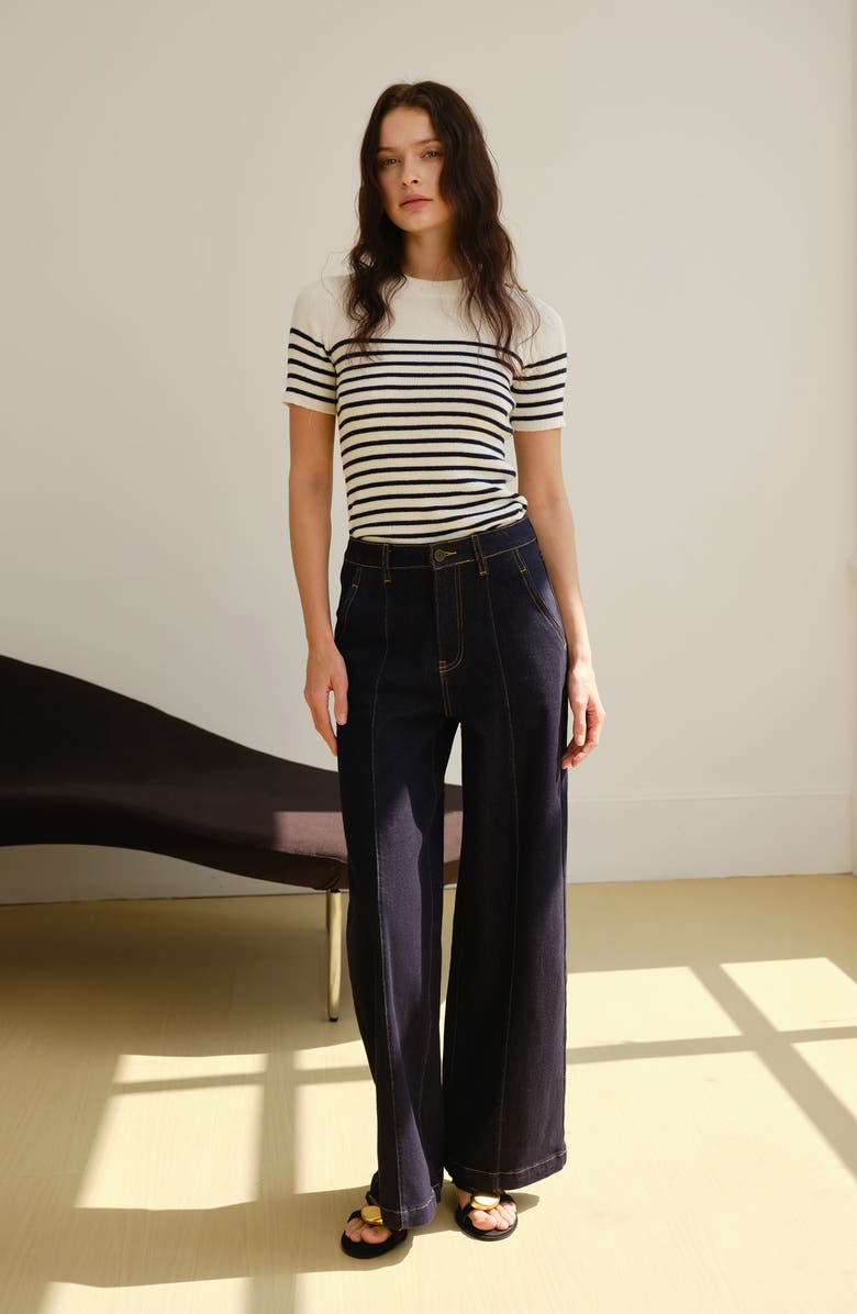 Bayeas High Waist Wide Leg Jeans, Alternate, color, Rinse Wash