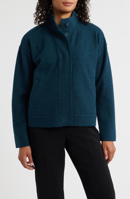 Eileen Fisher Boiled Wool Jacket In Blue