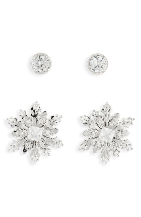 Set of 2 Snowflake Stud Earrings