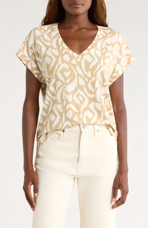 Kauai Inlet Ikat Print V-Neck T-Shirt