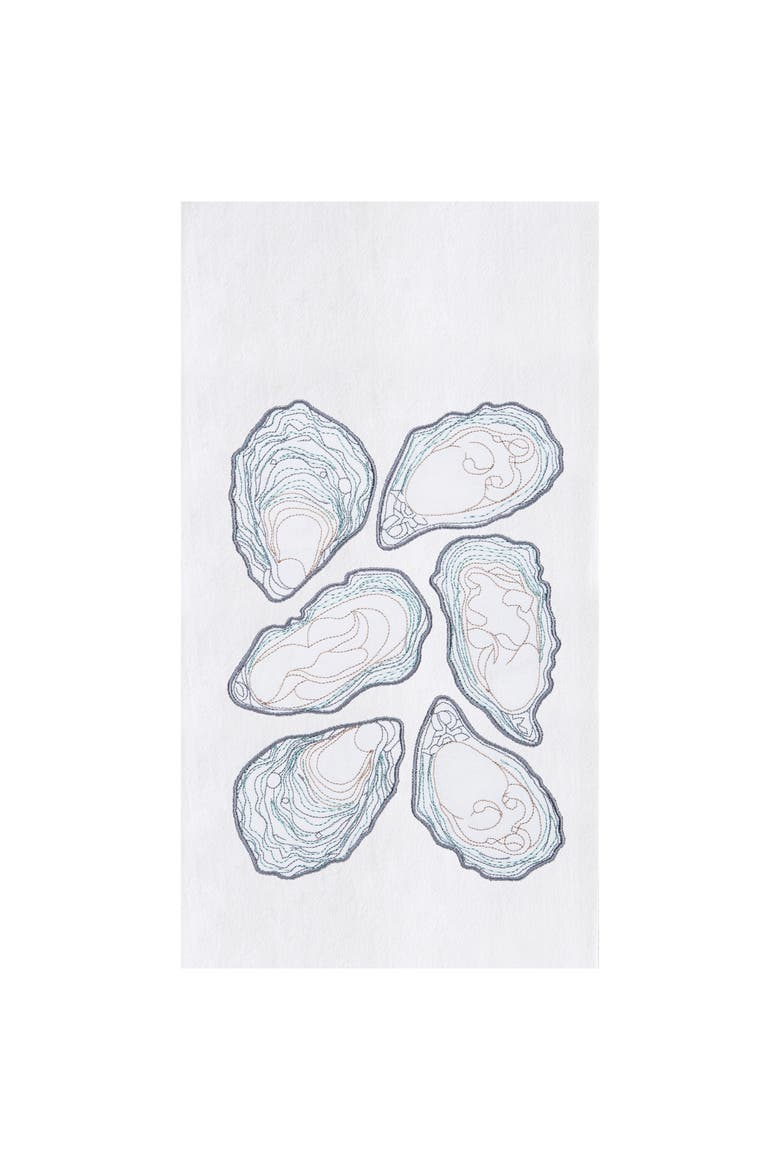 Oysters Kitchen and Bathroom Graphic Print Hand Towel, Main, color, Blue