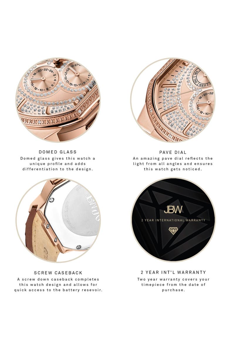 JBW Men's Orion Diamond Croc Embossed Leather Watch, 43mm - 0.12 ctw, Alternate, color, 