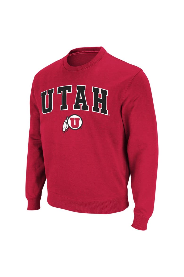 Men's Colosseum Red Utah Utes Arch & Logo Crew Neck Sweatshirt, Alternate, color, Red