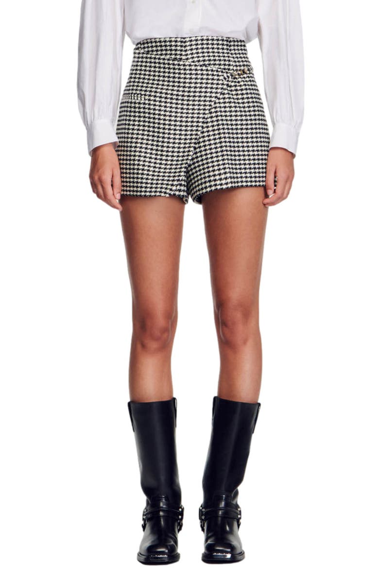 SANDRO Lounie Houndstooth Shorts, Main, color, 