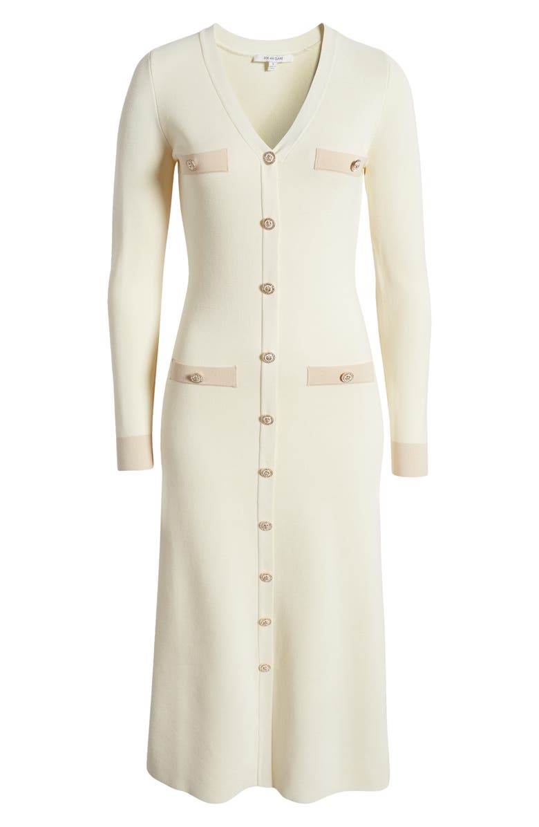 ZOE AND CLAIRE Button Detail Long Sleeve Midi Sweater Dress, Alternate, color, 