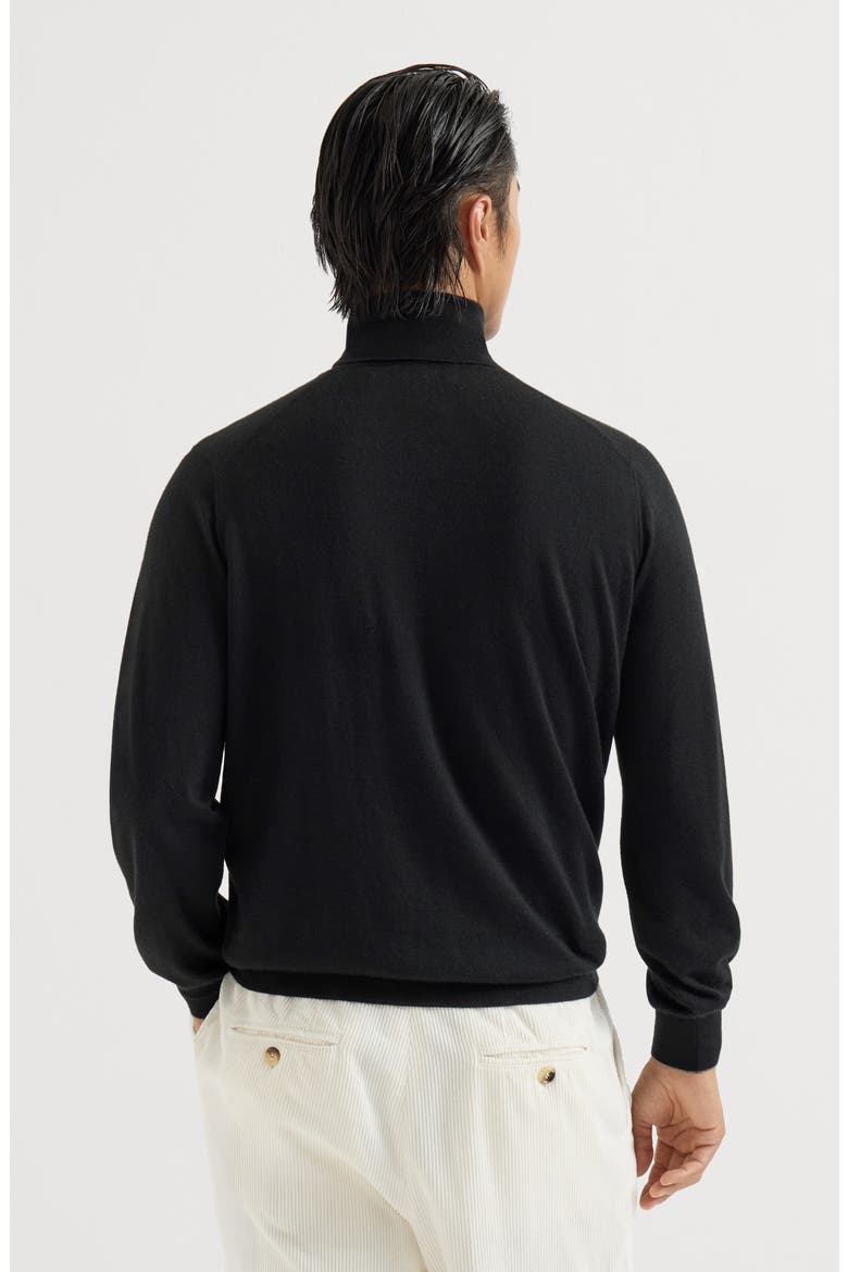 Cashmere and silk lightweight turtleneck sweater, Alternate, color, Black