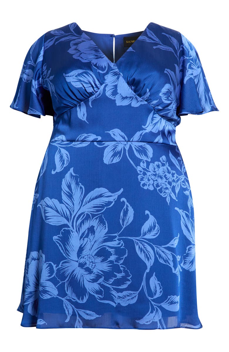SUGARLIPS Ciara Floral Print Dress, Alternate, color, Navy-Blues