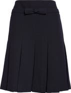 Shushu/Tong Bow Waist Pleated Wool Grain de Poudre Skirt