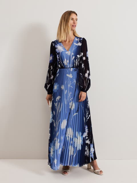 Annie Pleated Floral Maxi Dress