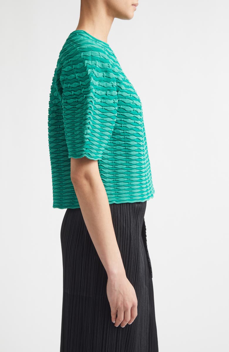 Pleats Please Issey Miyake Colorful Mushroom Knit Top, Alternate, color, Grass Green