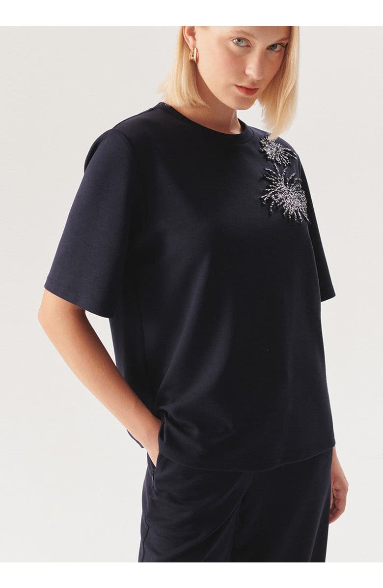 Exquise Madilyn Minimalist Sparkle Accent T-Shirt, Alternate, color, Navy Blue