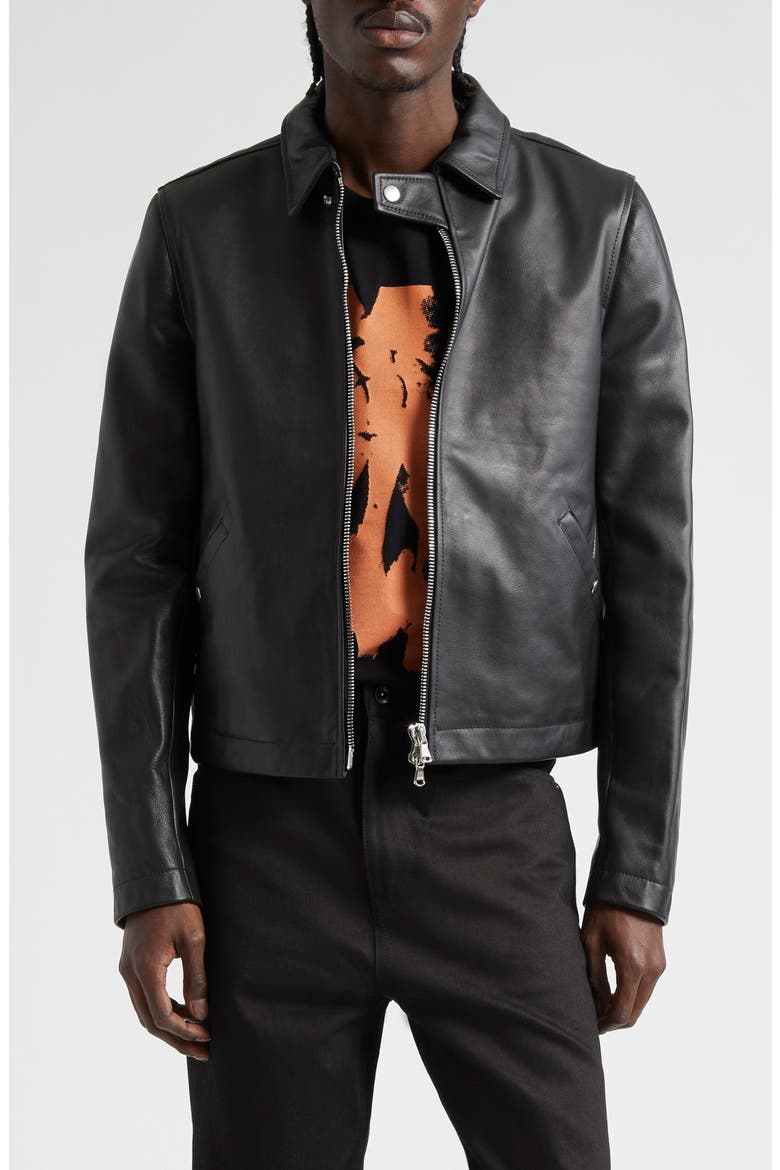 Ian Leather Jacket, Main, color, BLACK