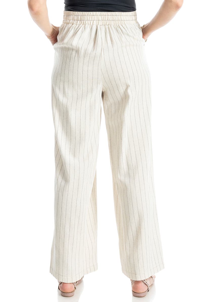 MAX STUDIO Stripe Linen & Cotton Wide Leg Pants, Alternate, color, Natural/ Black Stripe