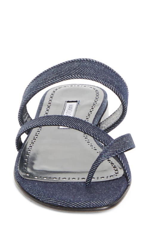 Manolo Blahnik Susa Chambray Crisscross Flat Sandals In Purple