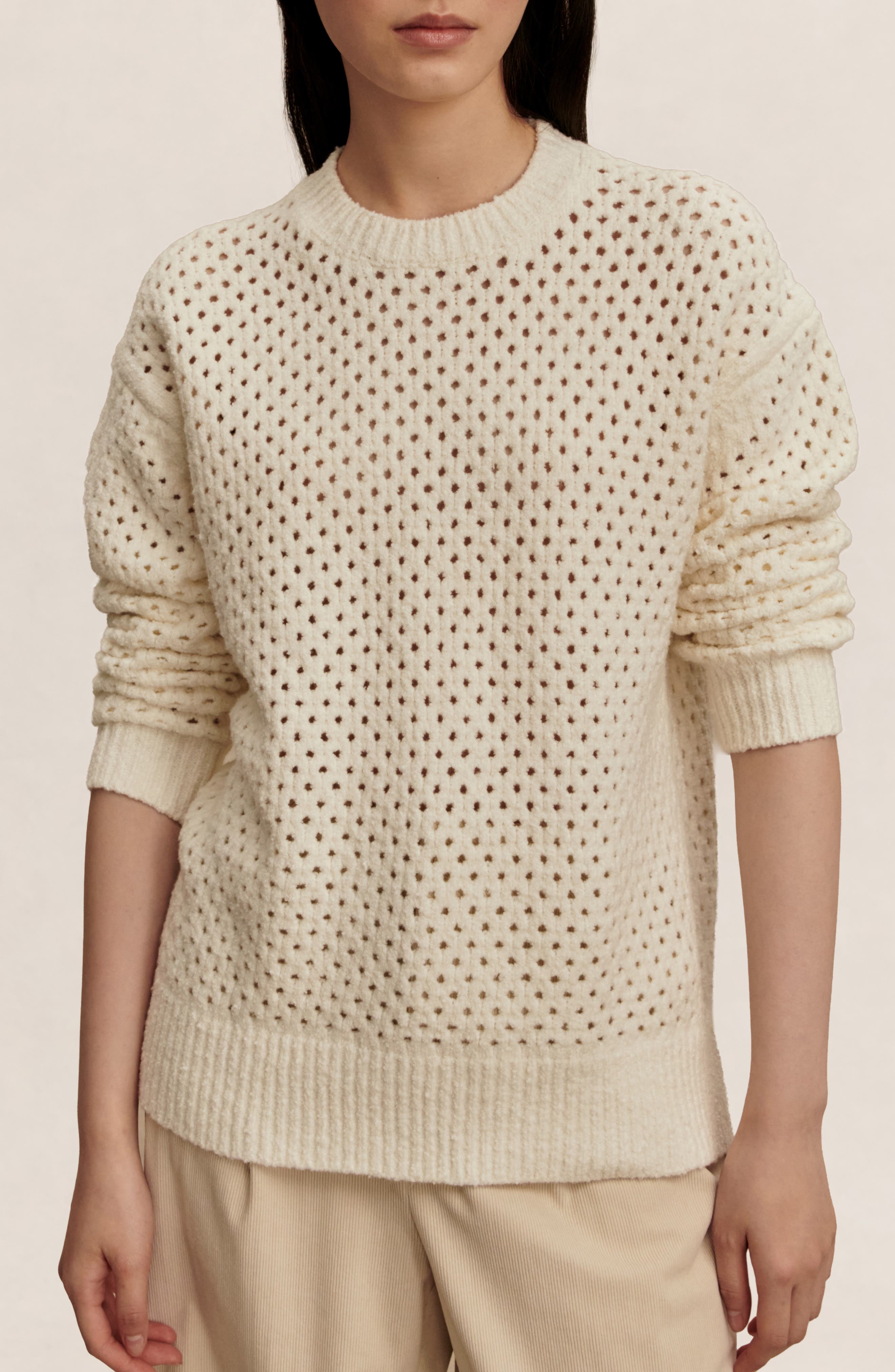 Varley Grady Bouclé Sweater In Coconut Milk
