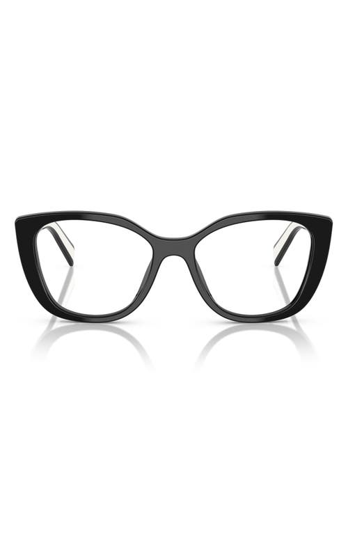 Prada 51mm Cat Eye Optical Glasses In Black