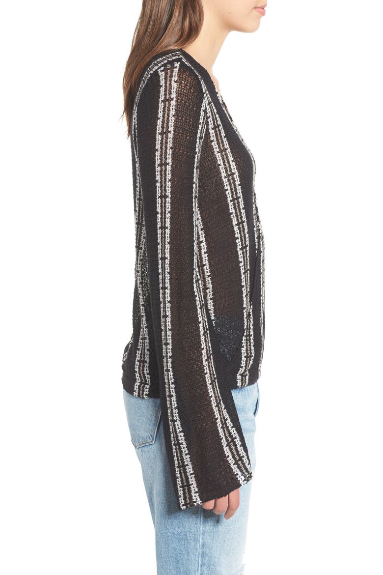 Sims Stripe Sweater, Alternate, color, BLACK