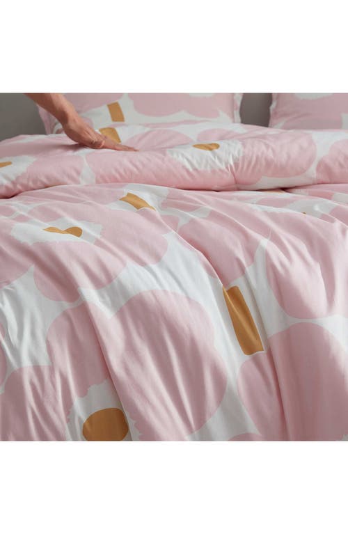 Marimekko Unikko Cotton Percale Duvet Cover & Shams Set In Pink