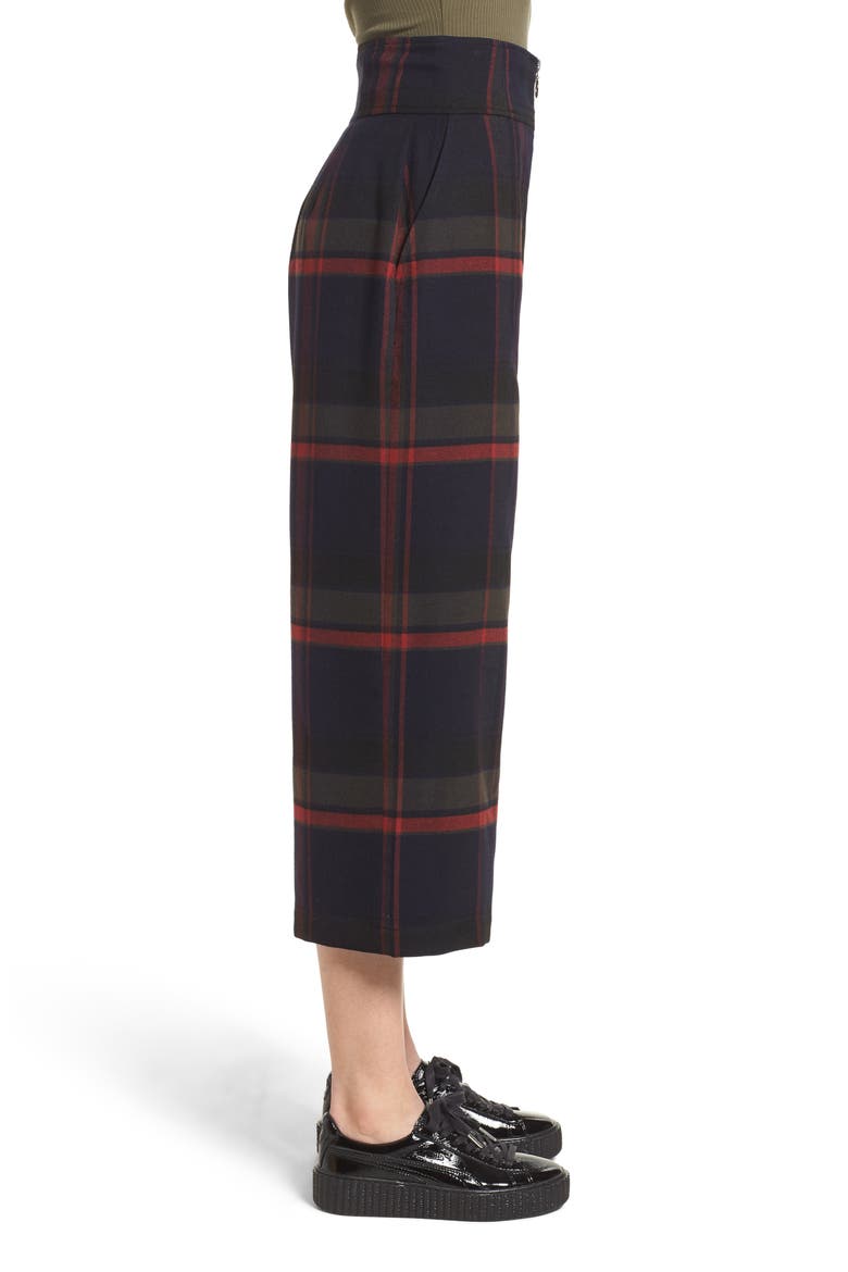 High Rise Plaid Crop Pants, Alternate, color, NAVY MARITIME JESSA PLAID