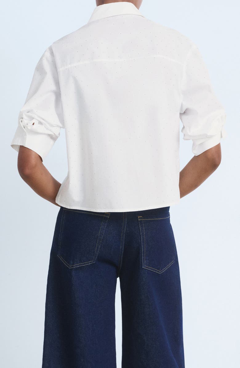 MANGO Embellished Stripe Button-Up Shirt, Alternate, color, Off White