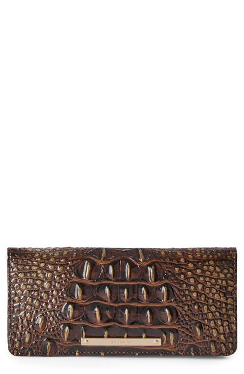 'Ady' Croc Embossed Continental Wallet