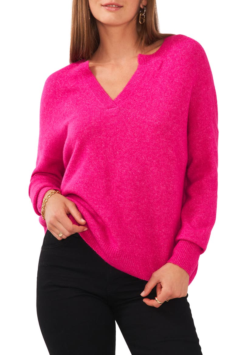Drop Shoulder V-Neck Sweater, Main, color, EUPHORIA