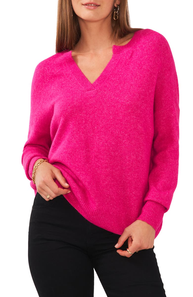Vince Camuto Drop Shoulder V-Neck Sweater, Main, color, Euphoria