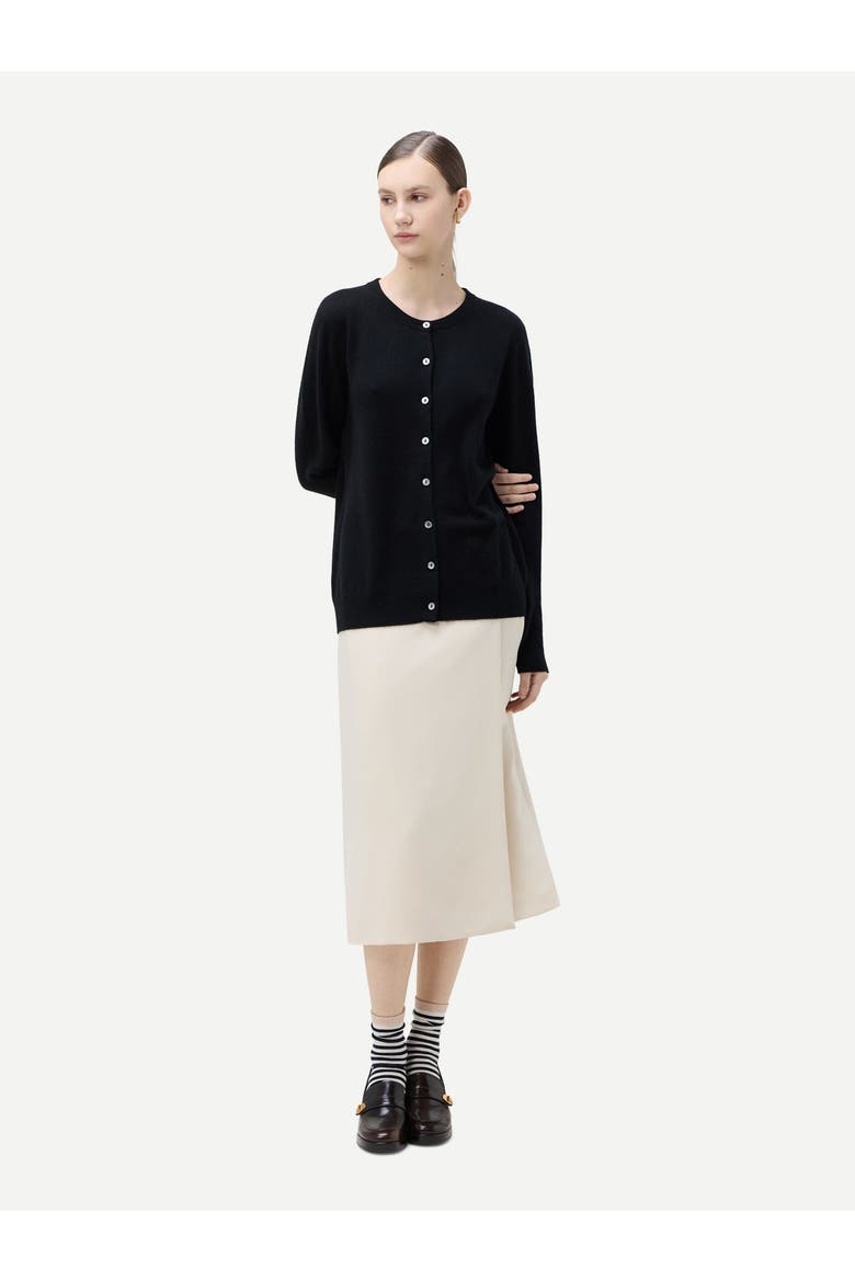 Essential Cashmere Crewneck Cardigan, Alternate, color, black