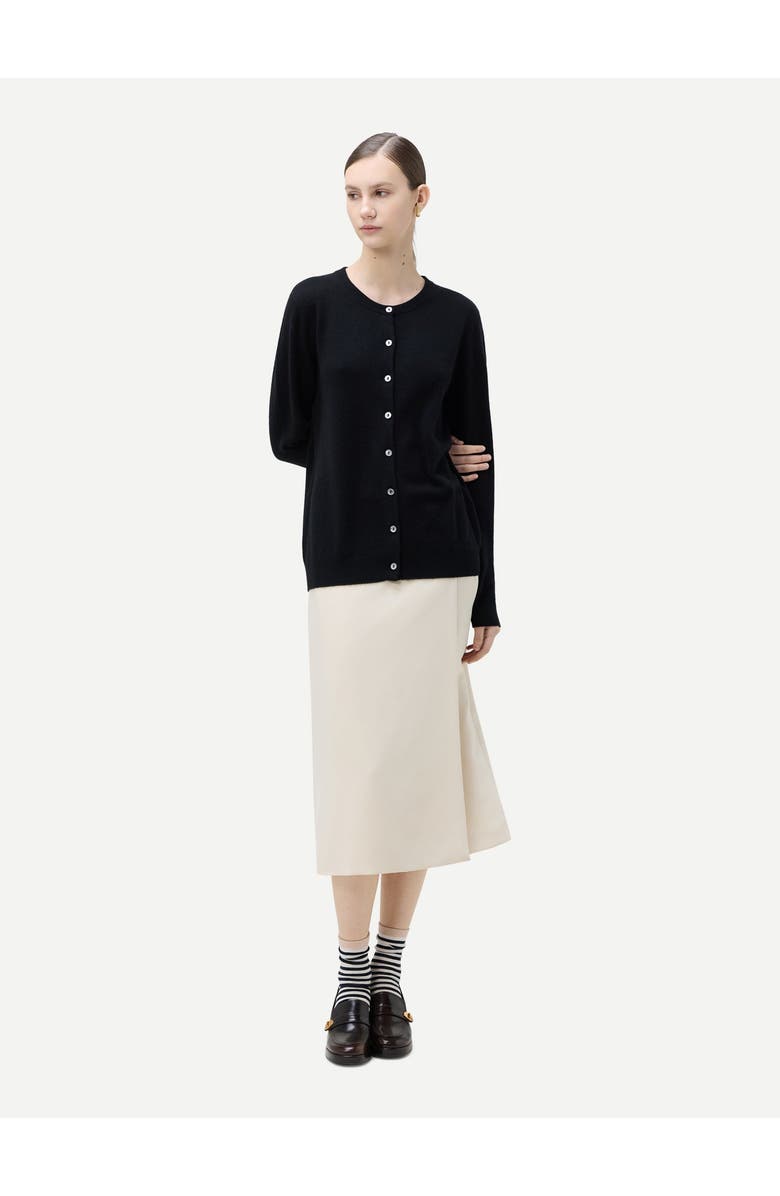 Gobi Cashmere Essential Cashmere Crewneck Cardigan, Alternate, color, Black