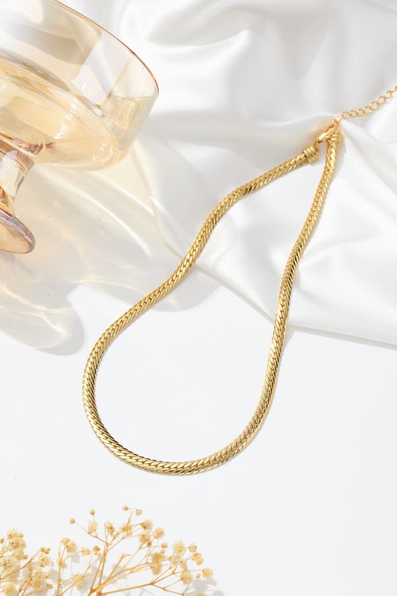 Classic Herringbone Necklace, Alternate, color, Gold