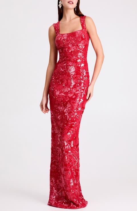 Iris Floral Sequin Gown (Regular & Petite)
