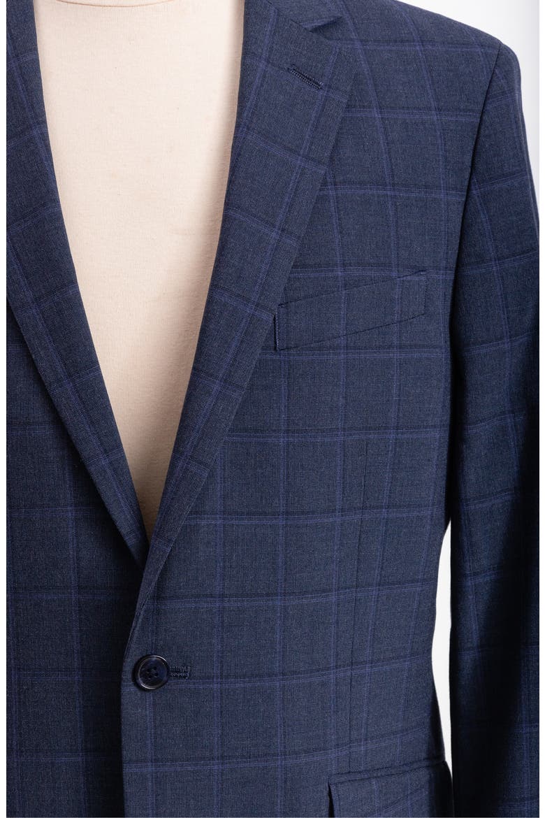 Windowpane Plaid Tailored Fit Suit, Alternate, color, BLUE