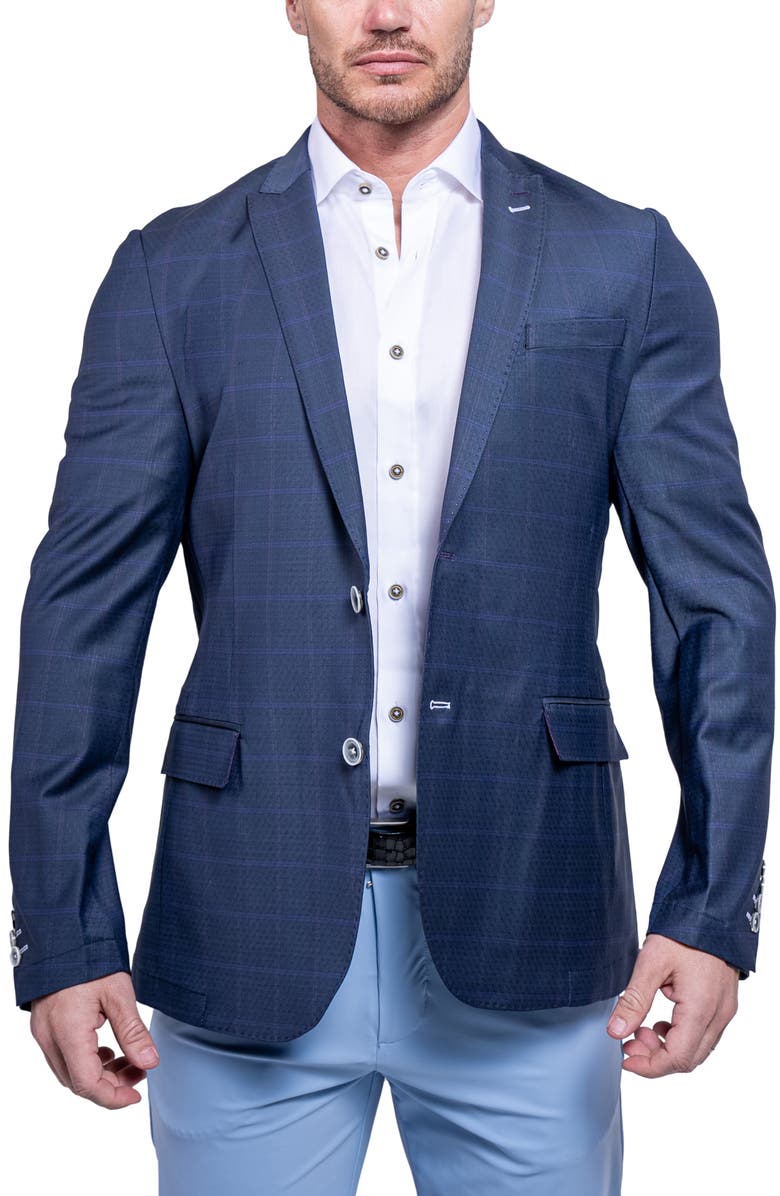 Maceoo Descartes Ascension Plaid Blazer, Main, color, Blue