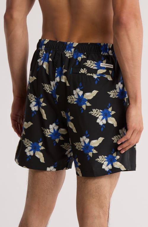 Scotch & Soda Midnight Garden Swim Trunks In Black