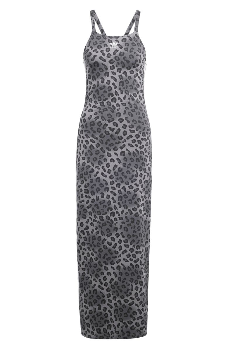 adidas Leopard Print Knit Maxi Dress, Alternate, color, 