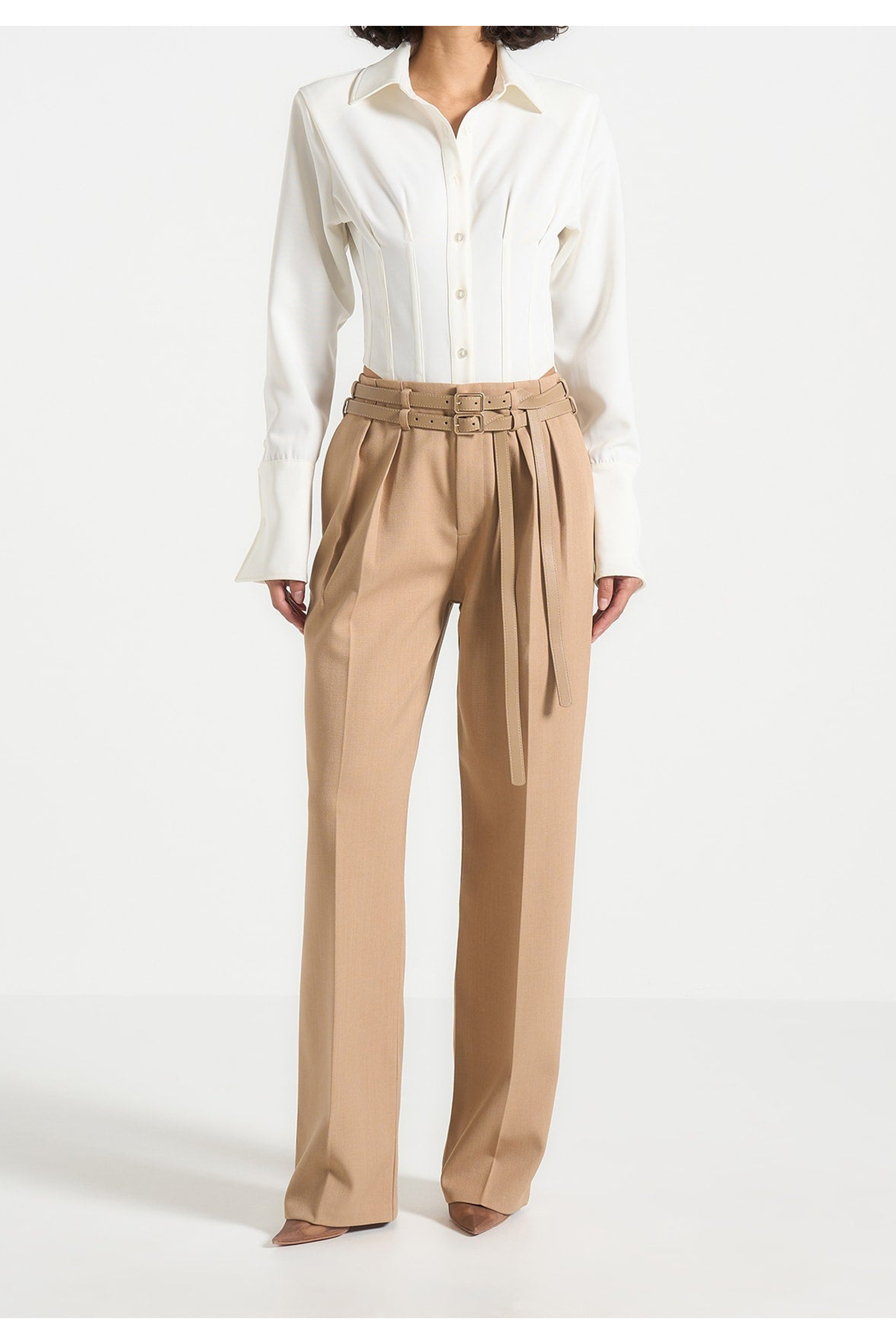 Double Wide Rack Manière De Voir Pascale Wide Leg Trousers With Double Belt (Women ...