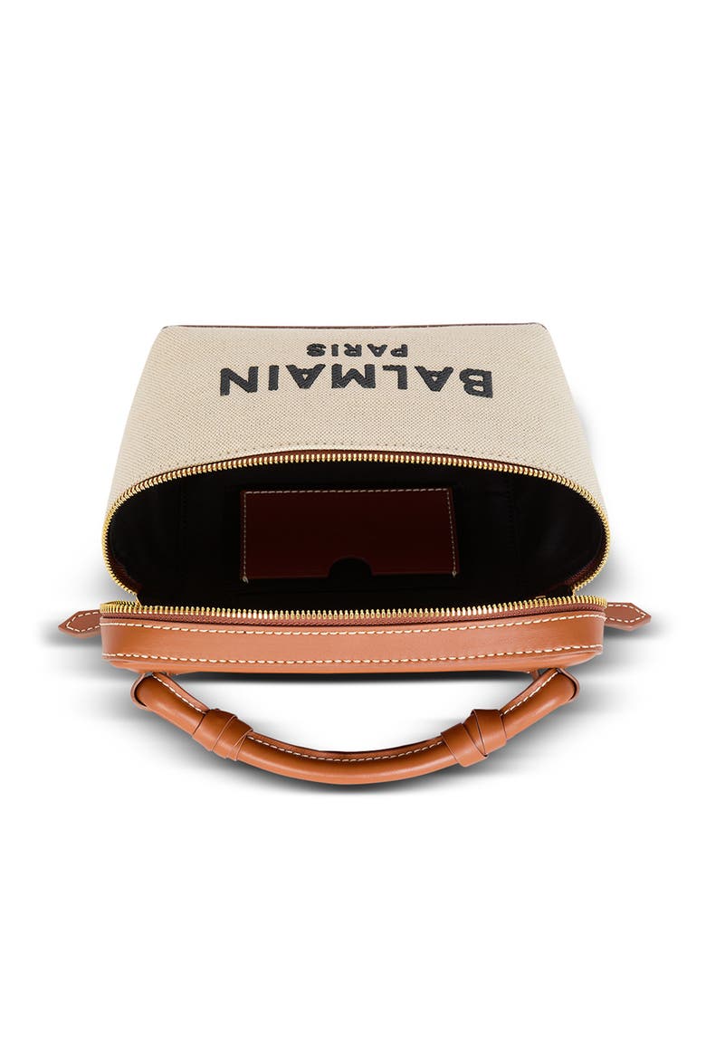 B-Army Logo Canvas & Leather Vanity Case Bag, Alternate, color, GEM NTRL/BROWN