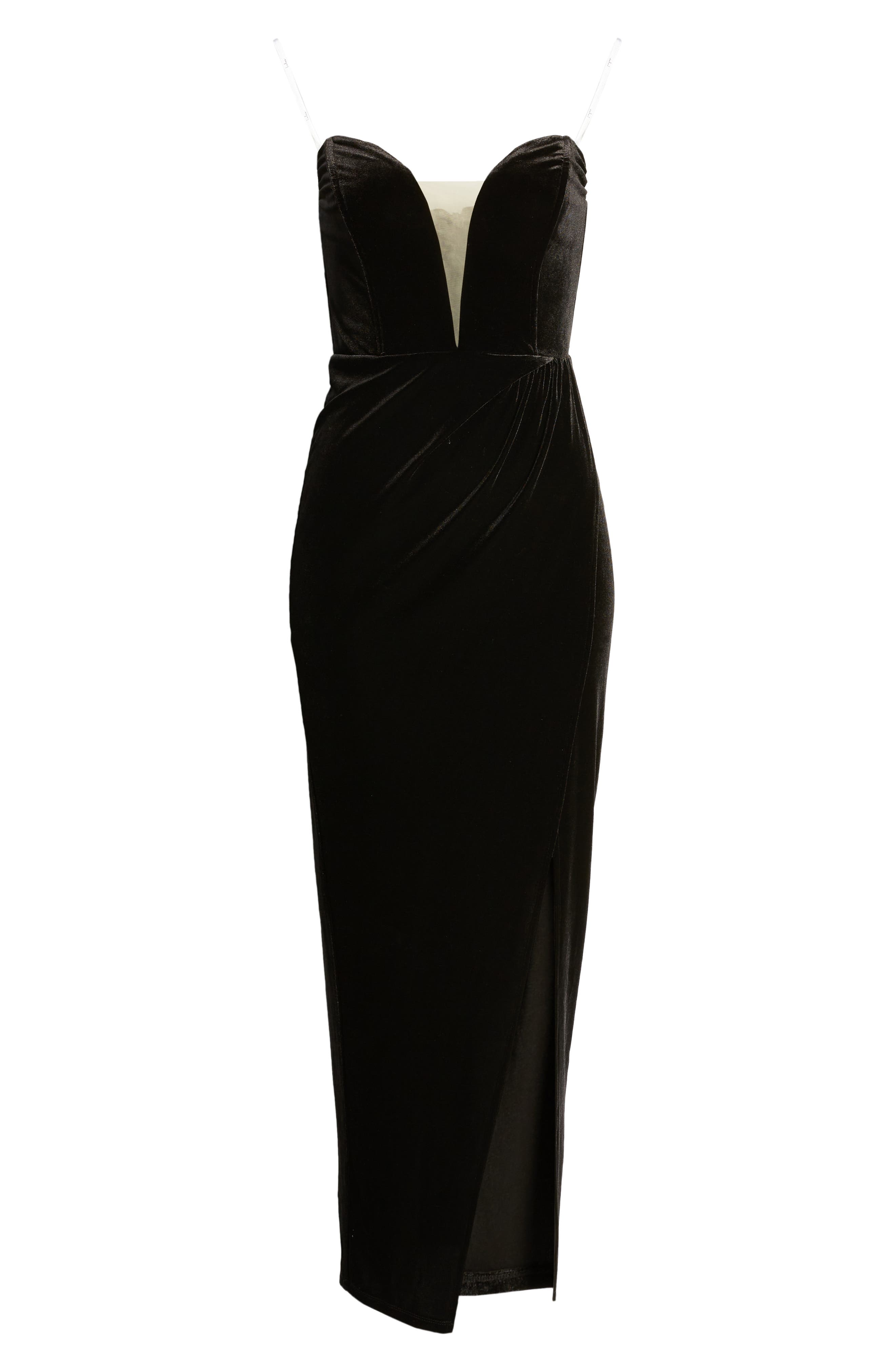 black velvet draped wrap detail bandeau maxi dress PrettyLittleThing Black Velvet Draped Wrap Bandeau Maxi Gown Dress Formal NWT 6