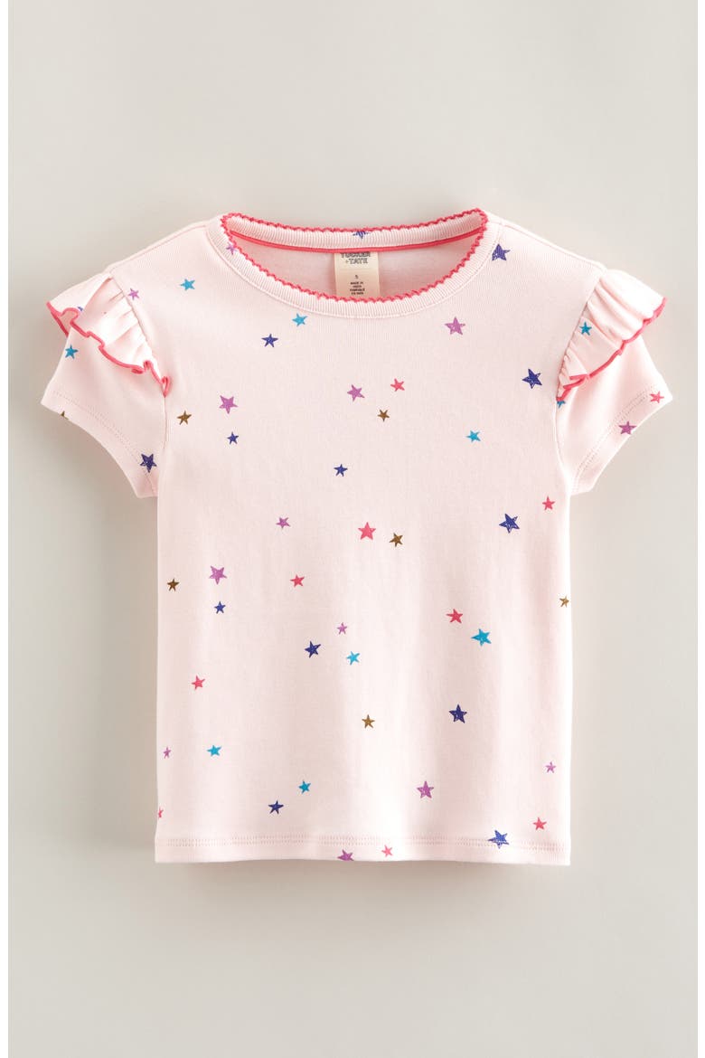 Kids' Print Ruffle Sleeve Cotton T-Shirt, Main, color, PINK BALM CHEERFUL STARS