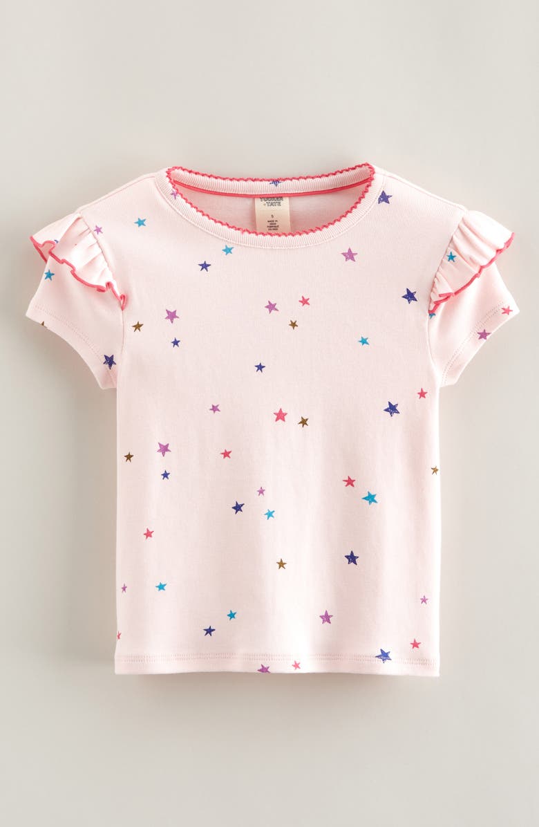 Tucker + Tate Kids' Print Ruffle Sleeve Cotton T-Shirt, Main, color, Pink Balm Cheerful Stars