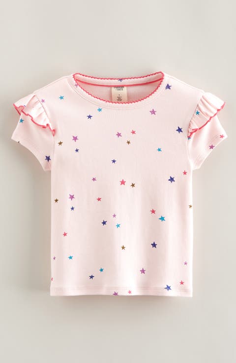 Kids' Print Ruffle Sleeve Cotton T-Shirt (Toddler, Little Kid & Big Kid)