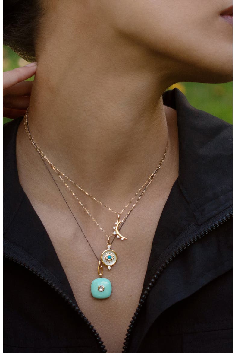 Enamel & Sapphire Locket Necklace, Alternate, color, STERLING SILVER