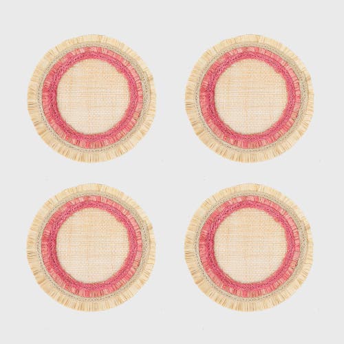 Joanna Buchanan Ruffle Edge Straw Coasters In White