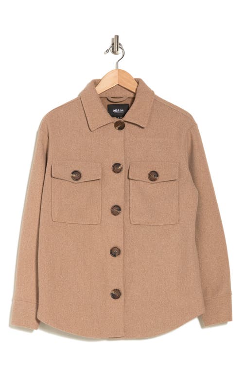 Ookie & Lala Faux Wool Shacket In Heather Mocha