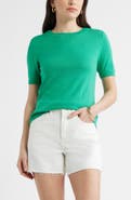 Caslon® Short Sleeve Merino Wool Blend Sweater Top